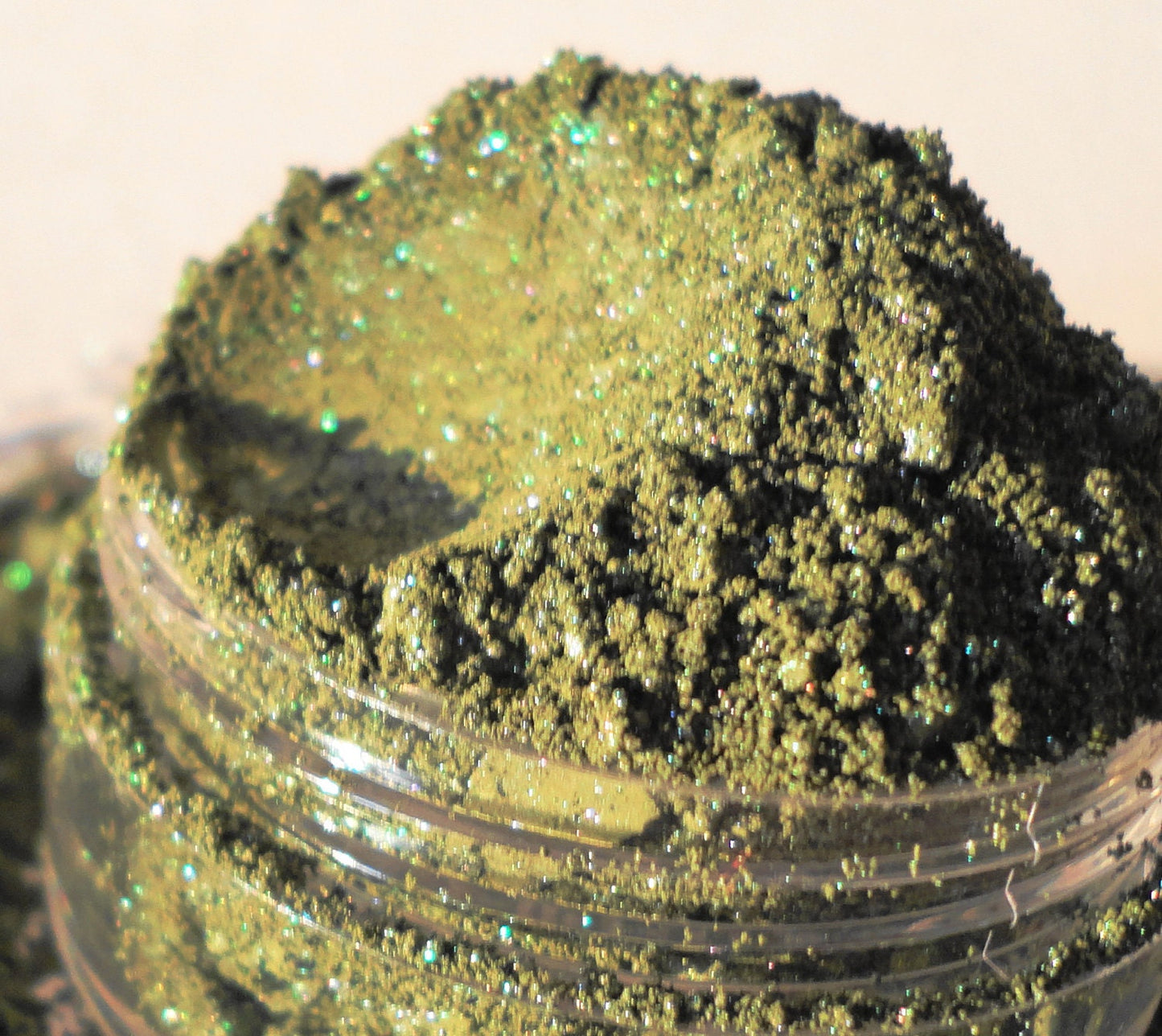 BRITISH GREEN Green Olive Eye Shadow Shimmer Mineral Makeup EyeShadow 5g Sifter Jar Vegan Natural Eyeliner Smokey Eyes Gold Petite Size
