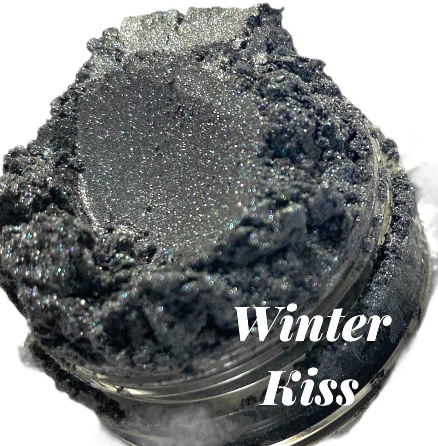 WINTER KISS Gray Silver Eye Shadow Shimmer Glitter Sparkle Vegan Natural Eyeliner Mineral Makeup Eye Shadow 10g Sifter Jar Gray Eyeshadow