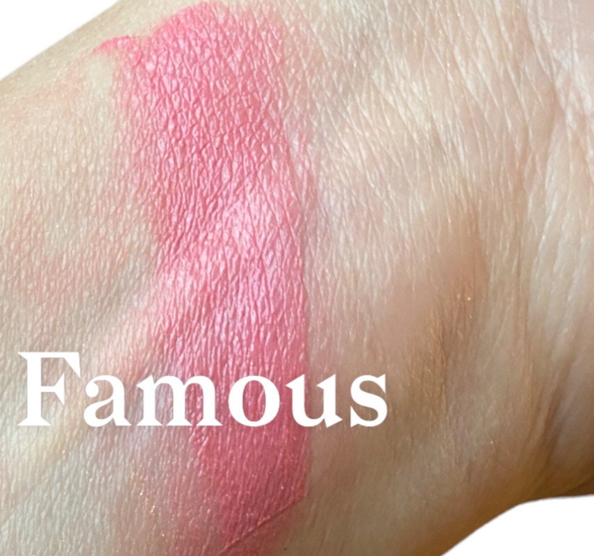 Pink Lipstick Coral Semi Matte-ish Vegan Paraben Free Mineral Makeup Cream Lips Summer Color- FAMOUS