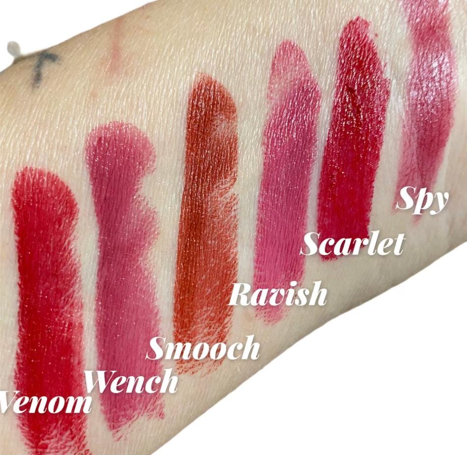 Deep Pink Red lipstick Cream Formula -Lip Twist Up Tube - pigmented Color- Vitamin E Enriched- Luscious Rich Color - Natural Vegan.