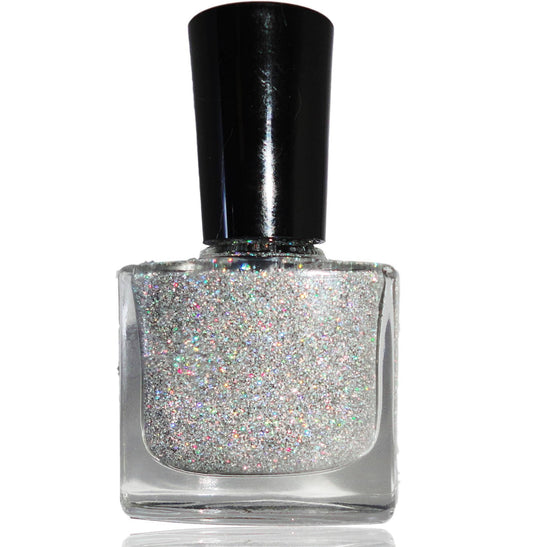 Holographic Silver Glitter Nail Polish Vegan nails free from harsh chemicals indie nail polish