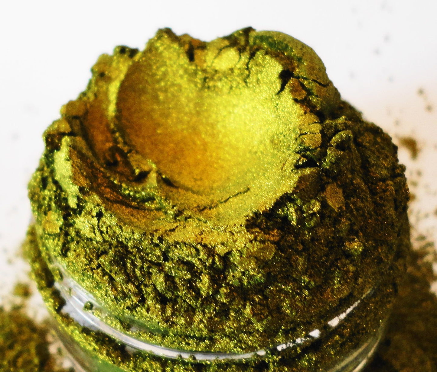 GRIND - Green Eyeshadow Shimmer- Natural Mineral Makeup -  Eye Shadow - 10g Sifter Jar-  Green Golden Eye shadow - Duo Chrome