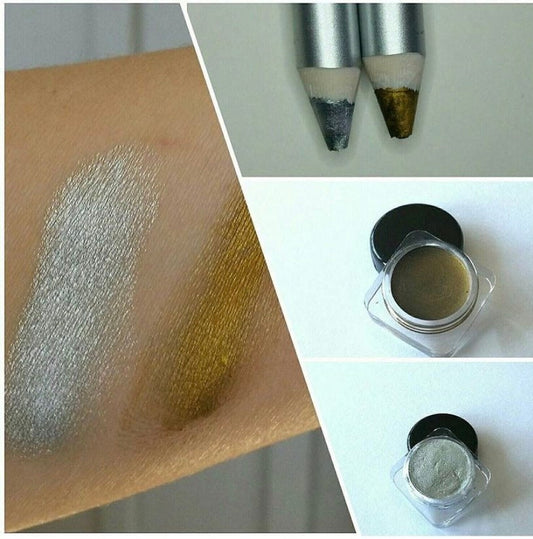 Gold - Silver  - Metallic Chubby eyeliner Pencil - Vegan - Makeup Eyeshadow - Eye Shadow eyes - For All Eye Colors mica - all natural