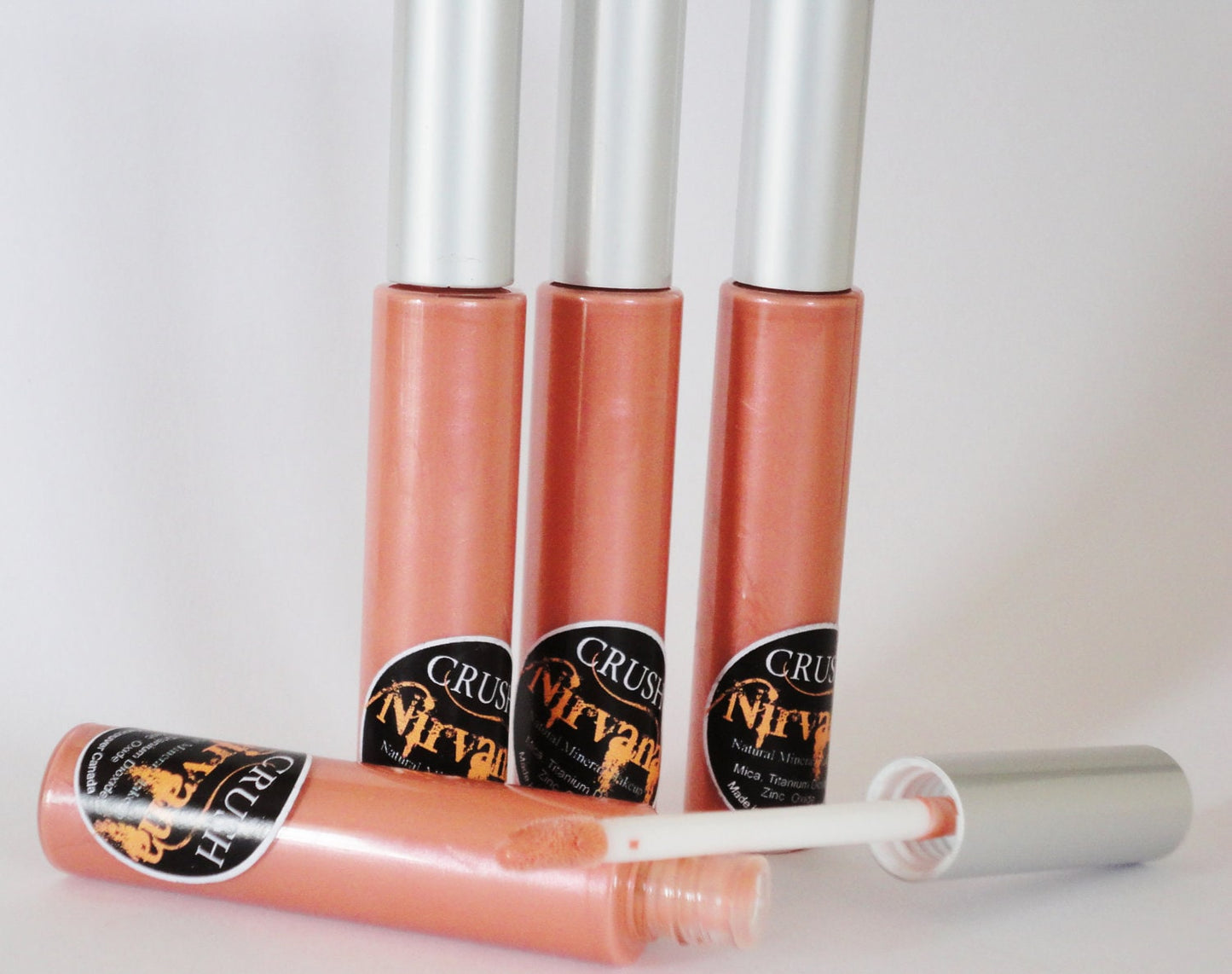 NIRVANA - pale orange pink coral-  Lip Gloss - Shimmer- Makeup Mineral -  Vegan - Liquid Lip Stick-  Pigmented - thick glossy