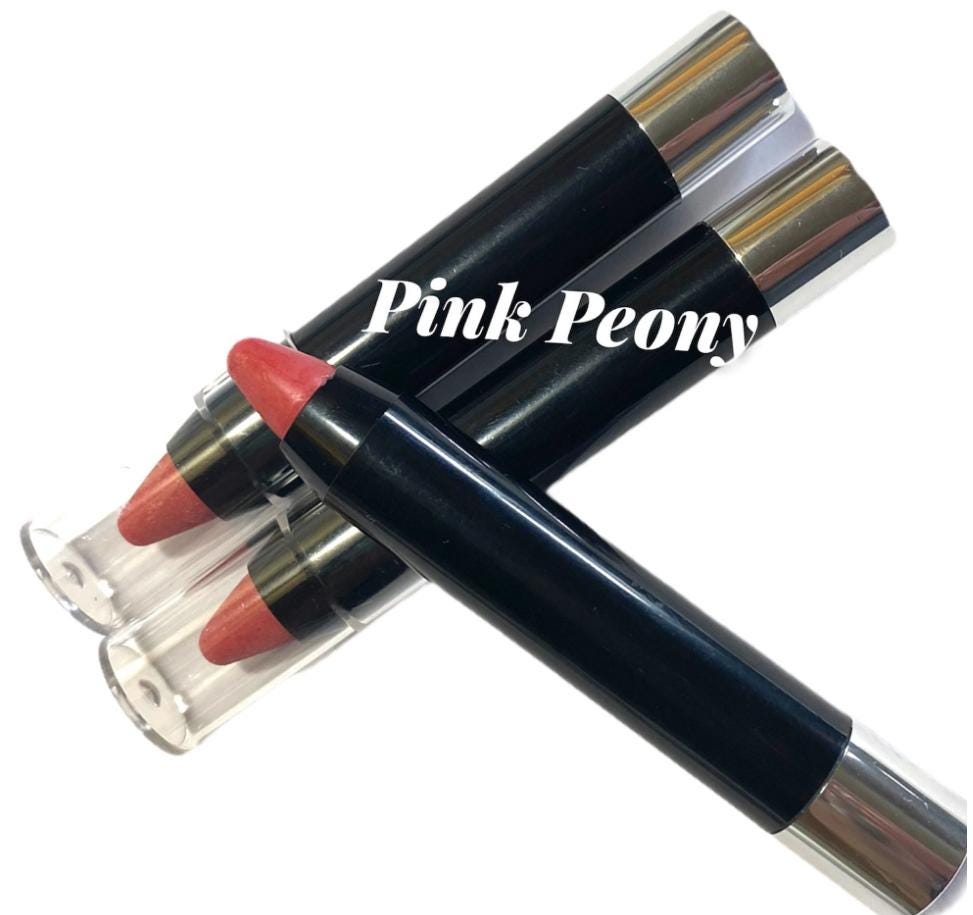 Pink Peony Lipstick -  Pink Shimmer -Cream Lip Crayon - Twist Up Tube - pigmented Color- Luscious Rich Color - Natural Vegan