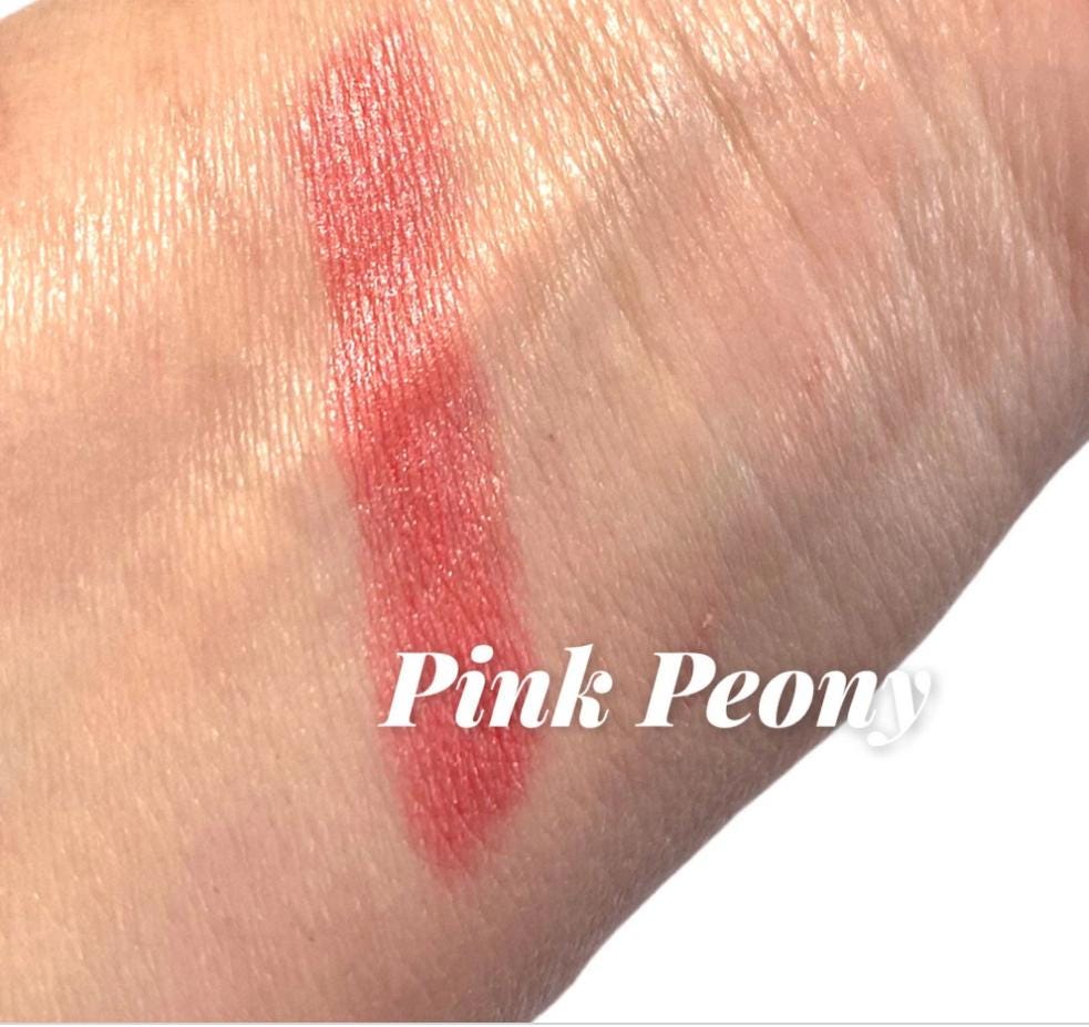Pink Peony Lipstick -  Pink Shimmer -Cream Lip Crayon - Twist Up Tube - pigmented Color- Luscious Rich Color - Natural Vegan